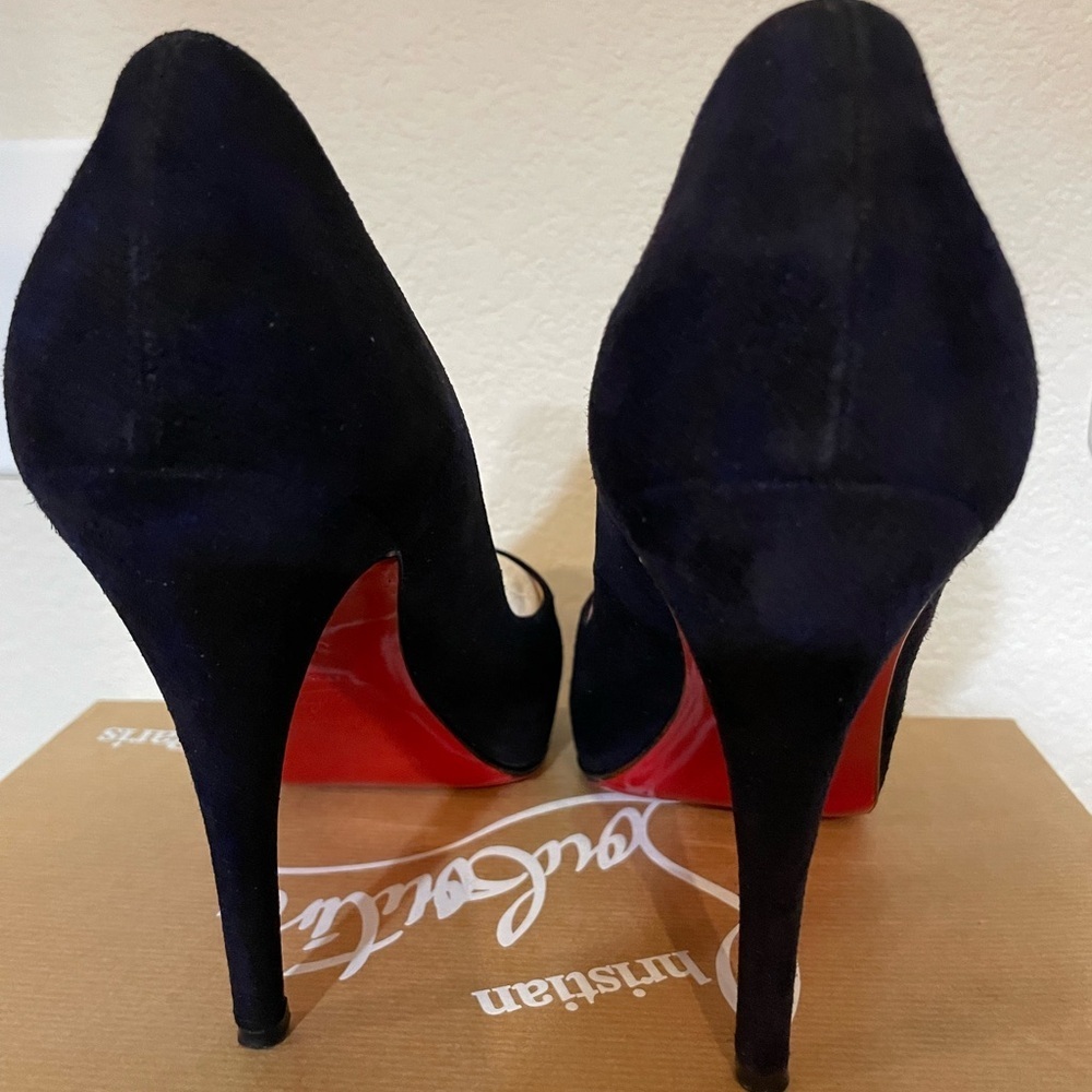 Christian Louboutin Very Prive Black Suede Veau Velour platform pumps EU38.5 - Picture 10 of 12